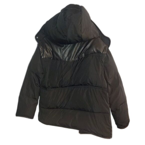 Rebecca Minkoff Mia Hooded Down Puffer Jacket Size L Winter Black Snow Fall - Picture 2 of 10